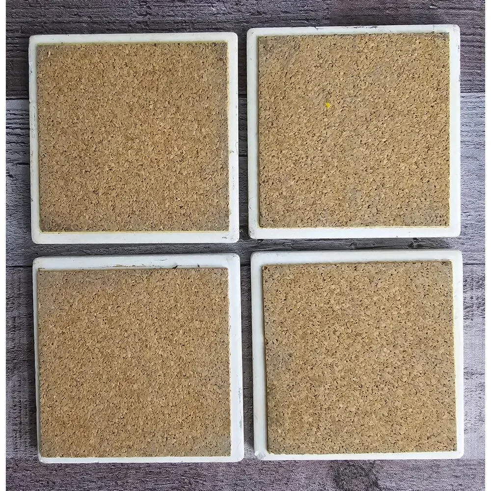 Set 4 FLOWER Square Coasters Absorbent Stone Floral Garden Vintage Gift